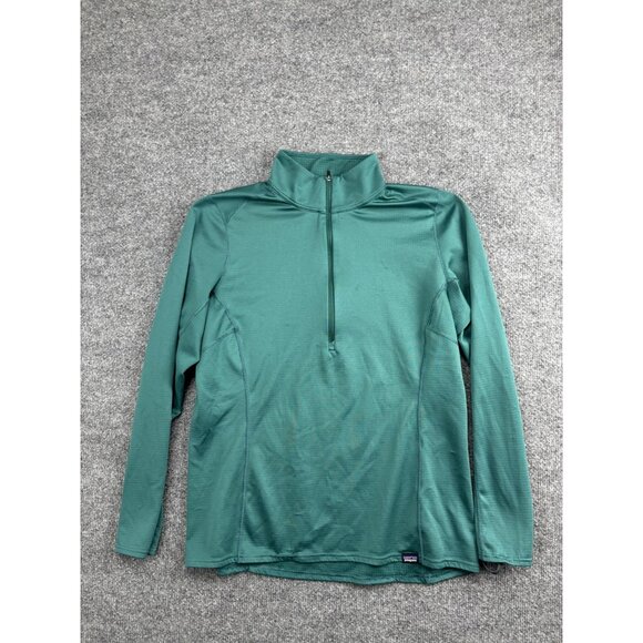 Patagonia Pullover Mens L Green Capilene Midweight Quarter Zip Polartec - Picture 1 of 6